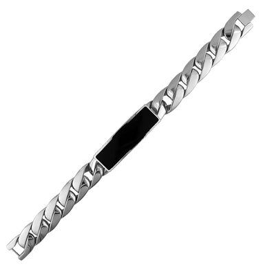 Stainless Steel Men's Black Onyx Centerpiece Bracelet