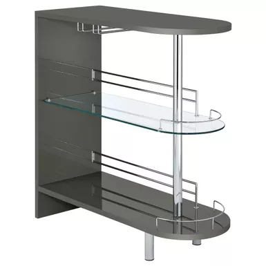 image of Adolfo 3-tier Bar Table Glossy Grey and Clear with sku:101073-coaster