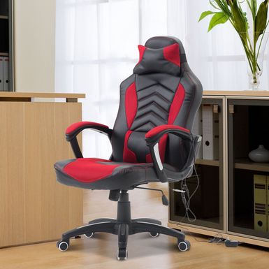 image of 6 Vibrating Point Massage Computer Gaming Chair 5 Modes, Racing Style Heated Desk Chair Swivel Rolling Chair with Headrest - Red/Black with sku:y8oypdpcsw1zynk0untgiastd8mu7mbs-overstock