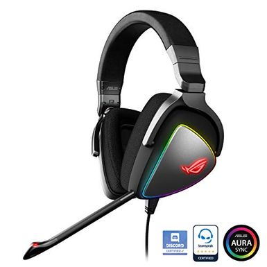 image of ASUS ROG Delta USB-C Gaming Headset for PC, Mac, Playstation 4, Teamspeak, and Discord with Hi-Res ESS Quad-DAC, Digital Microphone, and Aura Sync RGB Lighting with sku:b07kk31t7t-asu-amz