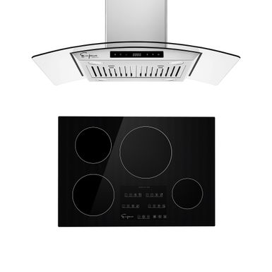 image of 2 Piece Kitchen Appliances Packages Including 30" Induction Cooktop and 36" Island Range Hood - Black with sku:hhckc5l1uhylunjdmnwvtgstd8mu7mbs-overstock