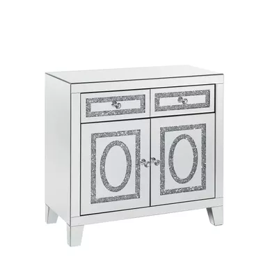 image of ACME Noralie Cabinet, Mirrored & Faux Diamonds with sku:97952-acmefurniture
