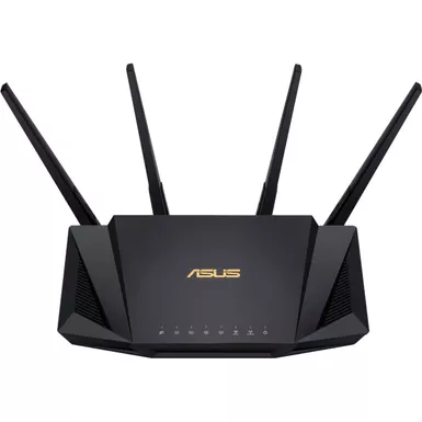 image of ASUS - AX3000 Dual-Band WiFi 6 Wireless Router with Life time internet Security - Black with sku:bb21323535-bestbuy