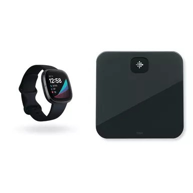 Fitbit - Sense Health Smartwatch w/ Aria Air Smart Scale Black/Carbon