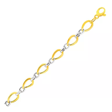 Twisted Oval Chain Bracelet in 14k Two Tone Gold (7.75 Inch)