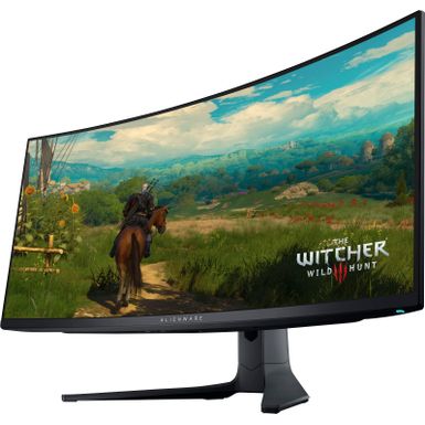 image of Alienware - AW3423DWF 34" Quantum Dot OLED Curved Ultrawide Gaming Monitor - 165Hz - AMD FreeSync Premium Pro - VESA - HDMI,USB - Dark Side of the Moon with sku:bb22104832-6536990-bestbuy-alienware