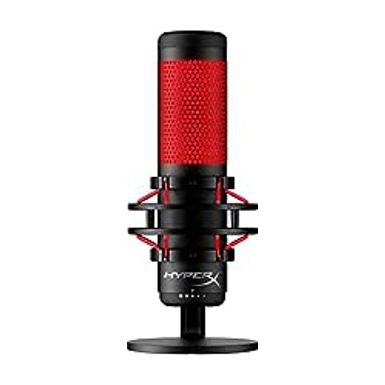 HyperX QuadCast - USB Condenser Gaming Microphone, for PC, PS4, PS5 and Mac, Anti-Vibration Shock Mount, Four Polar Patterns, Pop Filter, Gain Control, Podcasts, Twitch, YouTube, Discord, Red LED