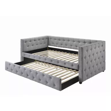 Mockern Tufted Upholstered Daybed with Trundle Grey