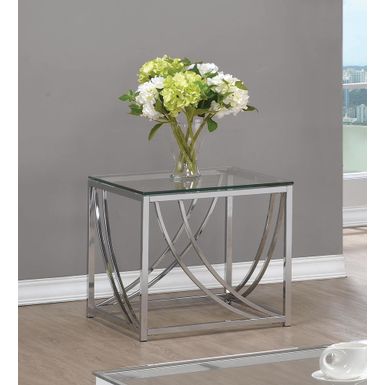 image of Glass Top Square End Table Accents Chrome with sku:720497-coaster