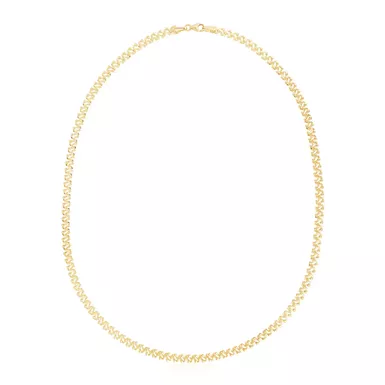 14k Yellow Gold High Polish The Textured Fancy Chain Necklace (4mm)