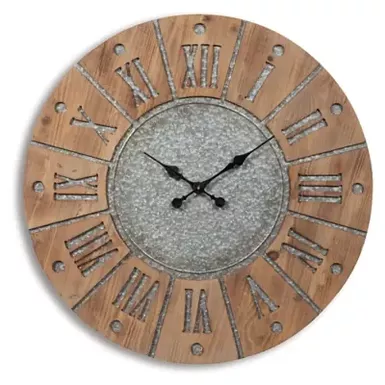 image of Antique Gray/Natural Payson Wall Clock with sku:a8010076-ashley