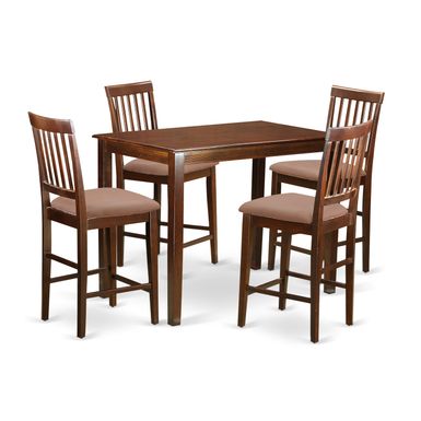 image of 5-piece Counter-height Dining Set - Rectangle Table and 4 Chairs in Mahogany Finish (Seat Type Option) - YAVN5-MAH-C with sku:kyux7r4dvtpt1d0r3slheastd8mu7mbs-overstock