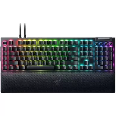 image of Razer BlackWidow V4 Pro Wired Mechanical Gaming Keyboard: Green Mechanical Switches Tactile & Clicky - Doubleshot ABS Keycaps - Command Dial - Programmable Macros - Chroma RGB - Magnetic Wrist Rest with sku:bb22089147-bestbuy