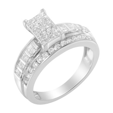 image of 14k White Gold 1ct TDW Diamond Composite Ring (H-I, SI2-I1) with sku:015672r700-luxcom
