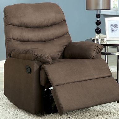 image of Transitional Light Brown Recliner with sku:idf-rc6927gy-foa