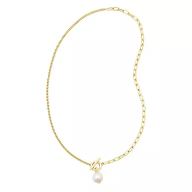 image of Kendra Scott Leighton Pearl Chain Necklace (Gold/White Pearl) with sku:9608853821|gold|white-pearl-corporatesignature