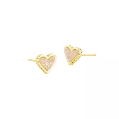 image of Kendra Scott Framed Sri Heart Stud Earrings (Gold/Iridescent Drusy) with sku:9608862826|gold|iridescent-drus-corporatesignature