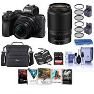 Nikon Z50 DX-Format Mirrorless Camera with NIKKOR Z DX 16-50mm f/3.5-6.3 VR & Z DX 50-250mm f/4.5-6.3 VR Lenses - Bundle With Camera Case, 32GB SDHC U3 Card, 62 / 46mm Filter Kits, PC Software, More