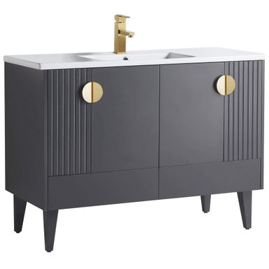 image of Venezian 48-inch Bathroom Vanity Set - One Sink - Rock Gray - Satin Brass Handles with sku:_qr7wiap7fai4fg1thz9vgstd8mu7mbs-overstock