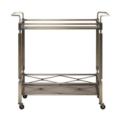 Metropolitan Antique Brass Metal Mobile Bar Cart with Glass Top by iNSPIRE Q Bold - Antique Brass Bar Cart