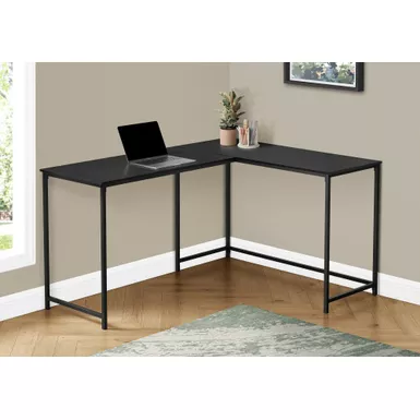 Computer Desk/ Home Office/ Corner/ 58"L/ L Shape/ Work/ Laptop/ Metal/ Laminate/ Black/ Contemporary/ Modern