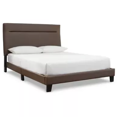 image of Brown Adelloni Queen Upholstered Headboard/Footboard/Roll Slats with sku:b080-481-ashley