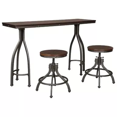 image of Rustic Brown Odium Rectangular Dining Room Counter TBL Set(3/CN) with sku:d284-113-ashley
