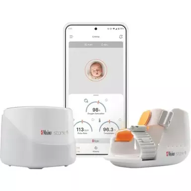 image of Masimo - Stork Vitals Baby Monitoring System with Smart Hub and Boot with Built-in Blood Oxygen and Pulse Rate Sensor - White with sku:bb22184649-bestbuy
