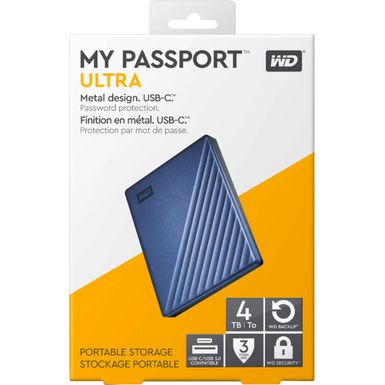 Alt View Zoom 17. WD - My Passport Ultra 4TB External USB 3.0 Portable Hard Drive - Blue
