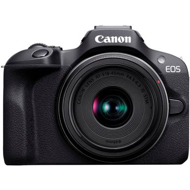 image of Canon - EOS R100 4K Video Mirrorless Camera with RF-S 18-45mm f/4.5-6.3 IS STM Lens - Black with sku:bb22143574-6546137-bestbuy-canon