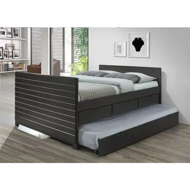 image of Best Quality Furniture Grey Storage Captains Bed - Full with sku:bb22296294-bestbuy