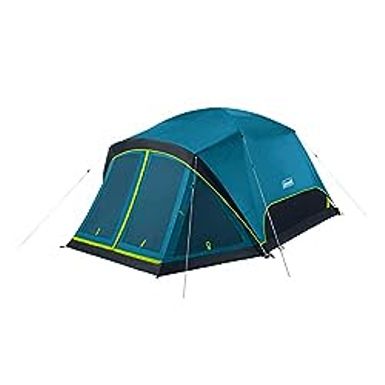 image of Coleman Skydome Camping Tent with Dark Room Technology and Screened Porch, Weatherproof 4/6 Person Tent Blocks 90% of Sunlight, Sets Up in 5 Minutes, and Includes Extra Storage/Sleeping Place with sku:b09hn1zxwk-amazon