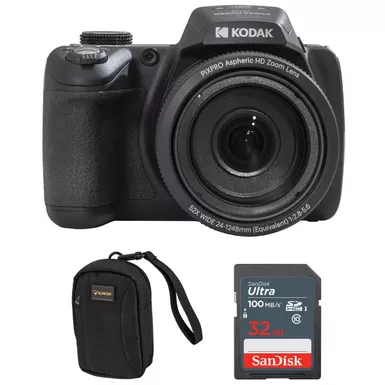 image of KODAK PIXPRO AZ528 Astro Zoom 16MP Full HD Digital Camera, Black, Bundle with 32GB Memory Card and Camera Bag with sku:ikkaz528bkk-adorama