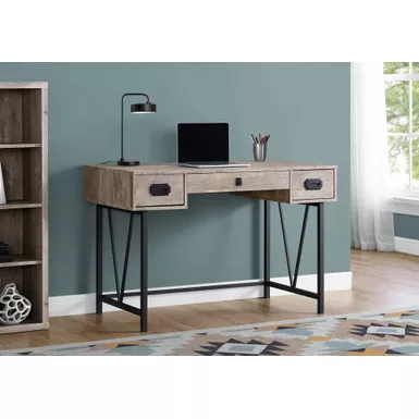 Computer Desk/ Home Office/ Laptop/ Storage Drawers/ 48"L/ Work/ Metal/ Laminate/ Beige/ Black/ Transitional