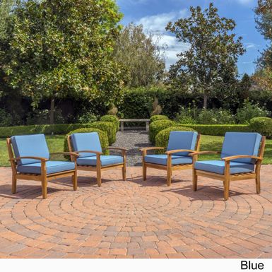 image of Peyton Outdoor Wooden Club Chair (Set of 4) by Christopher Knight Home - Red with sku:8ffaaarywu3taumqc3nntastd8mu7mbs-overstock