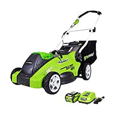 Greenworks 40V 16" Cordless Electric Lawn Mower, 4.0Ah Battery and Charger Included