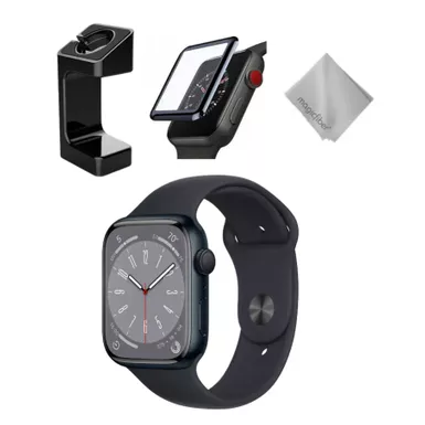 image of Apple Watch Series 8 GPS 45mm Midnight Aluminum Case with Midnight Sport Band M/L Midnight Bundle with sku:mnul3b-streamline