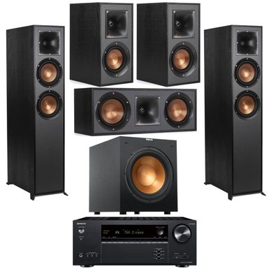 image of Klipsch Reference 5.1 Home Theater System with 2x R-625FA Floorstanding Speakers, R-52C Center Channel, R-2x 41M Bookshelf Speaker, R-12SW 12" Subwoofer, Onkyo TX-NR6100 7.2-Channel A/V Receiver with sku:kpr625faa5-adorama