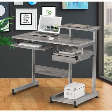 image of Ergonomically-design Computer Workstation Desk - Grey with sku:4w31ewhddsg-t4vd4f_hrwstd8mu7mbs-overstock
