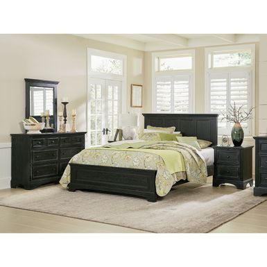 image of INSPIRED by Bassett Farmhouse Basics King Bedroom Set with 2 Nightstands, 1 Dresser and 1 Mirror with sku:lrunnoruj-omd44rvi-laqstd8mu7mbs-off-ov