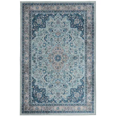 image of Hungas Blue And Ivory 3.3X5 Area Rug with sku:lfxsr954-linon