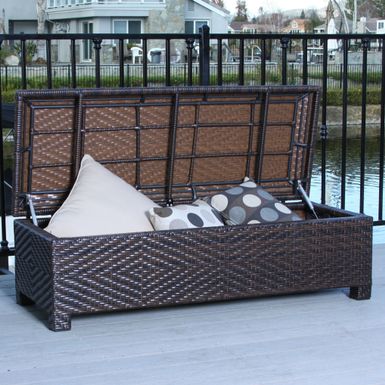 image of Santiago Brown Wicker Storage Ottoman by Christopher Knight Home - N/A - Brown with sku:htgvtxhuoqruuy3tjz-l3w-overstock