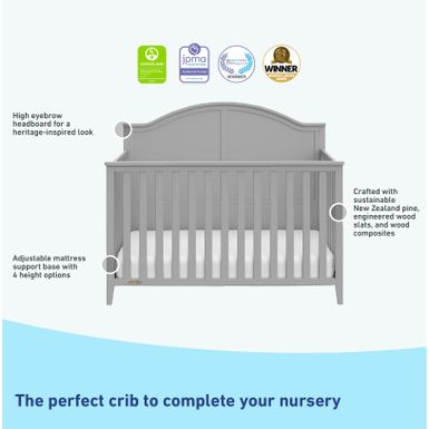 Graco Wilfred 5-in-1 Convertible Crib - Pebble Gray