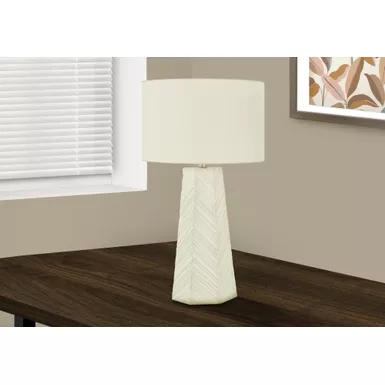 Lighting - 29"H Table Lamp White Ceramic / Ivory Shade