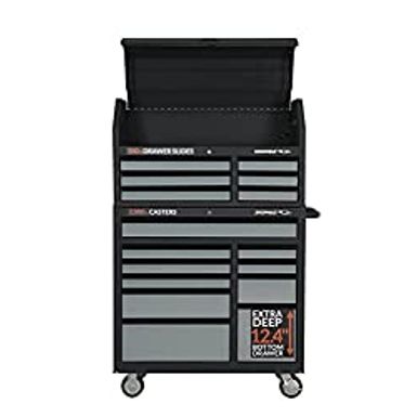image of SHOPMAX 41 16-Drawer Tool Chest and Rolling Cabinet Combo, Black, (94106R2-10S7) with sku:b09w8wgdrl-sho-amz