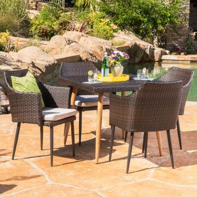 brown outdoor patio dining set
