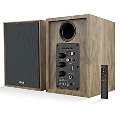 image of Pyle High Fidelity Bookshelf Monitor Speakers, HiFi Studio Monitor Computer Desk Stereo Speaker System, Connections and Studio Quality Sound, Wood - PBKSRB40 with sku:b0b7r2nctr-amazon