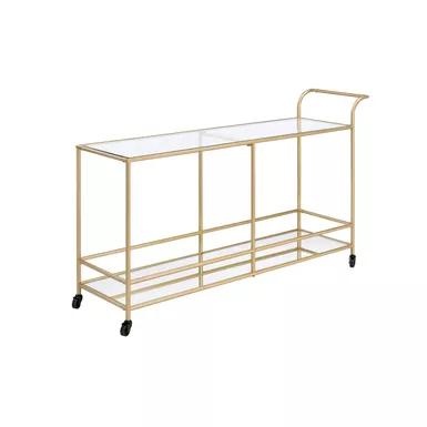 ACME Kenda Serving Cart, Clear Glass, Mirrored & Gold