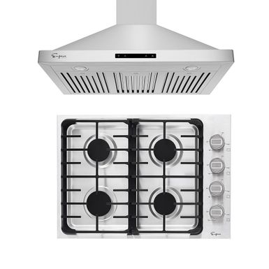 image of 2 Piece Kitchen Appliances Packages Including 30" Gas Cooktop and 30" Wall Mount Range Hood - 30" with sku:_bg4fa8bkffbjmt_y8_3vwstd8mu7mbs-overstock