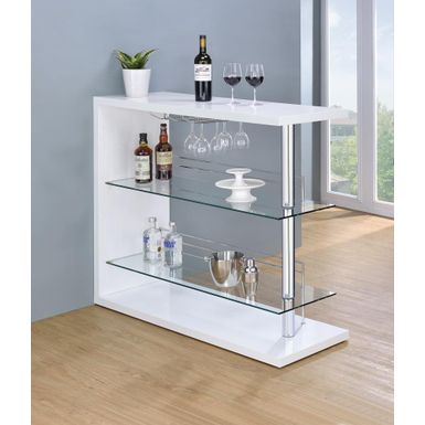 image of Rectangular 2-shelf Bar Unit Glossy White with sku:100167-coaster